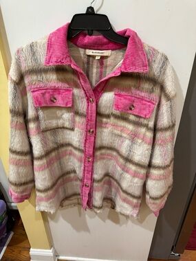 Velvet Pink-Trim Plaid Shirt Jacket by Blue Velvet